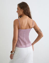 Nisara Cami Top in Dusty Mauve with Coma Studs