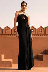 Mohito | Black Halter-Neck Cut-Out Maxi Dress With Split