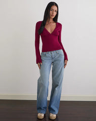 Emesy Long Sleeve Top in Burgundy