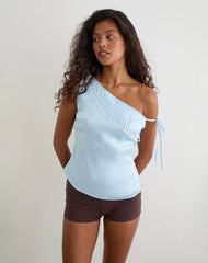 Dalvia Top in Satin Organza Light Blue