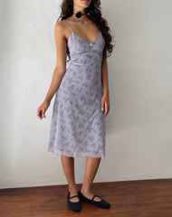 Rohaya Midi Dress in Purple Botanist Flock