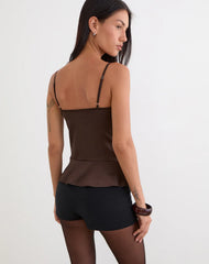 Turuti Cami Top in Satin Dark Brown