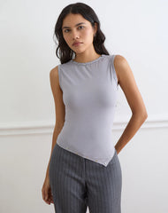 Yetta Double Studded Vest Top in Lilac Grey