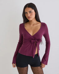 Lamae Wrap Top in Deep Purple