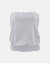 Hagar Top in Lilac Grey with Pearl Button Trim