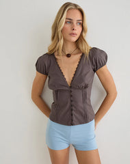 Ilias Corset Top in Poplin Peppercorn