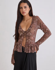 Primrose Long Sleeve Top in Oversized Snake Skin