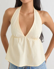 Eldana Halterneck Top in Poplin Buttermilk