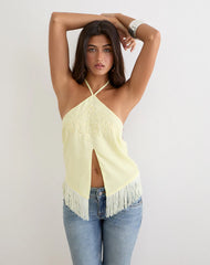 Junaya Top in Lemon with Vintage Bloom Embroidery