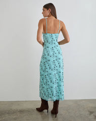 Collete Midi Dress in Winding Ivy Blue