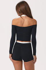 Soft Jersey Off-Shoulder Top in Black