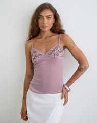 Nisara Cami Top in Dusty Mauve with Coma Studs