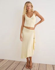 Fara Top with Beads in Jersey Lemon
