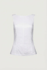 LINEN BLEND HIGH NECKLINE SLEEVELESS TOP