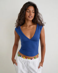 Emberly Plunge Top in Dazzling Blue