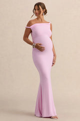 Lita | Pink Twisted Asymmetric Maternity Maxi Dress