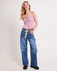 Cora Tie Wide Leg Denim Jeans