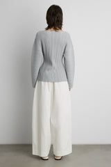 OTTOMAN RIBBED KNIT BUTTON FRONT TOP