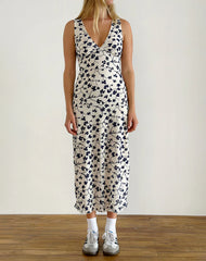 Gabriela Midi Dress in Grunge Floral Flock Cream