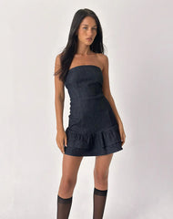 Luminis Mini Dress in Dark Denim Indigo