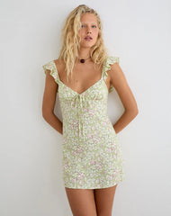 Gadisa Mini Dress in Blooming Lily Green