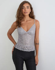 Karka Cami Top in Drape Sequin Grey