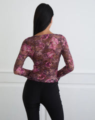 Copriva Top in Abstract Rose Pink and Plum
