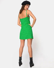 Boyasly Slip Dress in Mini Diana Dot Green