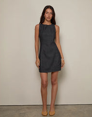 Ayana Backless Mini Dress in Chambray Dark Indigo