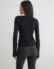 Lamae Wrap Top in Black