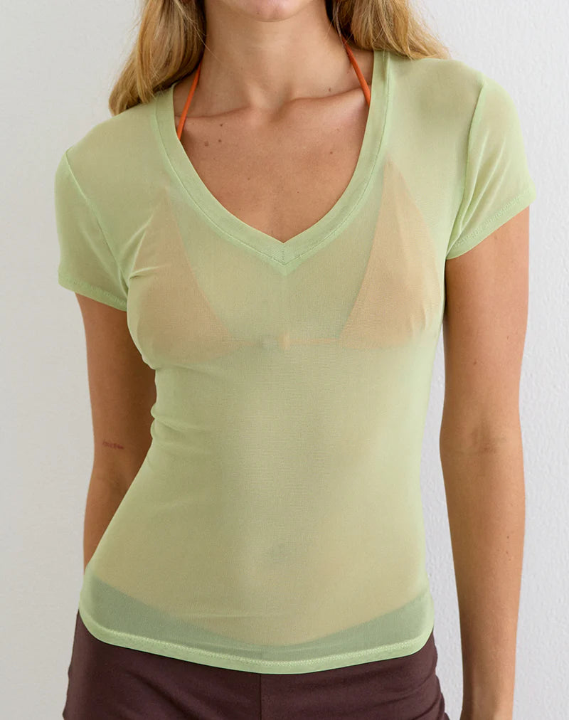 Alinta Top in Mesh Pistachio