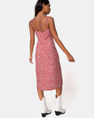Kaoya Midi Dress in Ditsy Rose Red