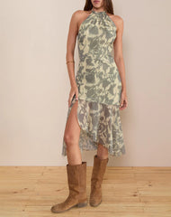 Tanta Midi Dress in Blurred Floral Yellow