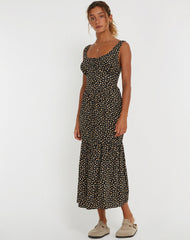 Marisol Maxi Dress in Ditsy Floral Bronze