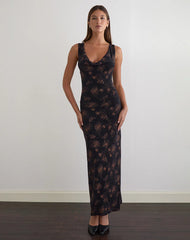 Minso Maxi Dress in Black with Bronze Shimmer