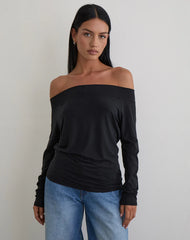 Nezuko Multi Tie Long Sleeve Top in Cupro Black