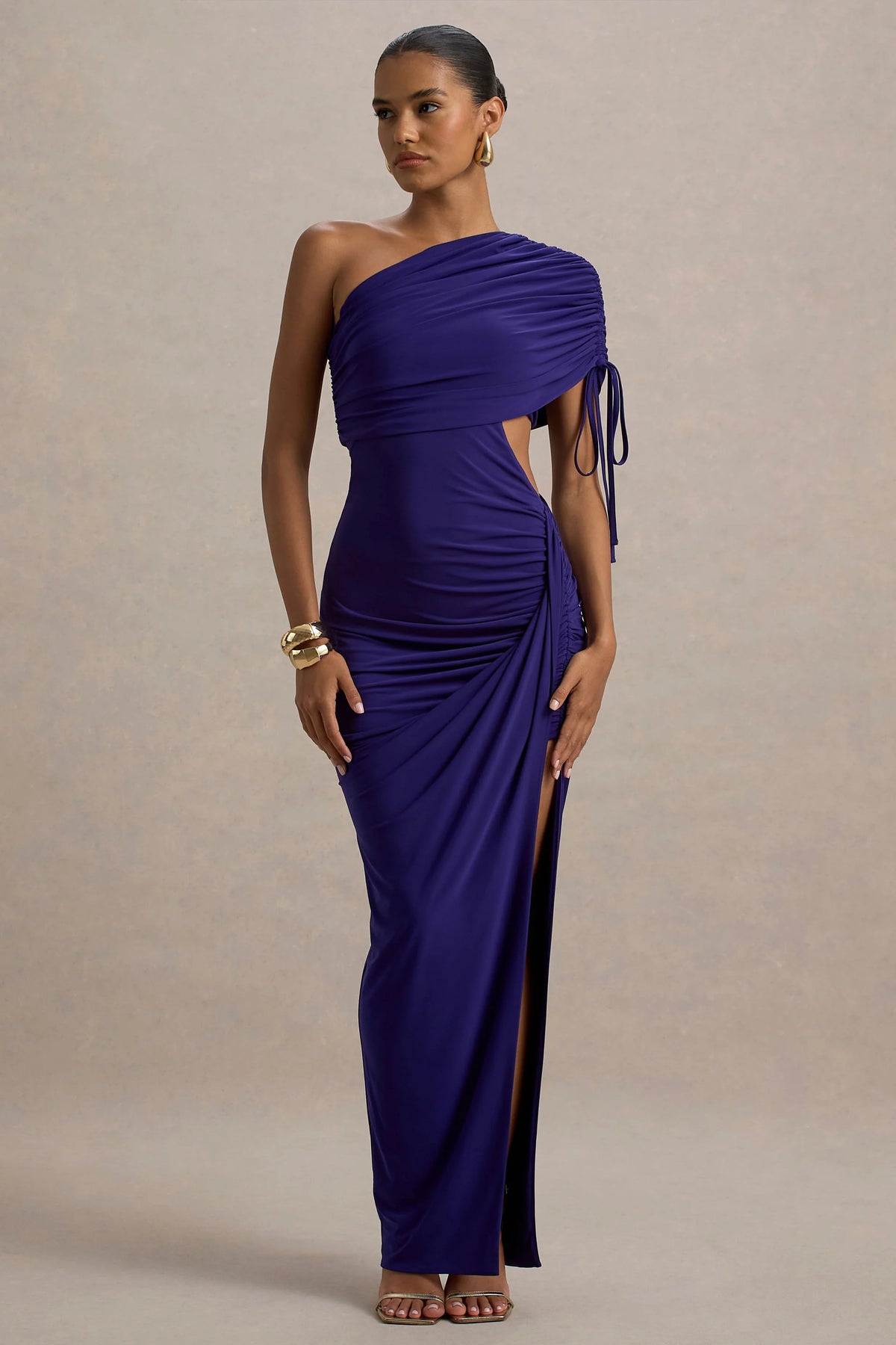 Trance | Blue Asymmetric Maxi Dress with Split