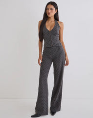 Odin Vest Top in Charcoal with Polka Pinstripe