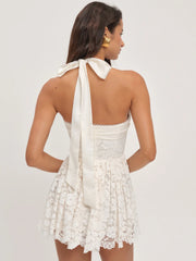 Lakeside Lace Halter Mini Dress
