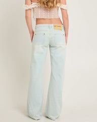 Johnnies Low Waist Wide Leg Flared Denim Jeans Le Surf