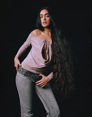 Sore Long Sleeve Cowl Top in Jersey Dusty Mauve