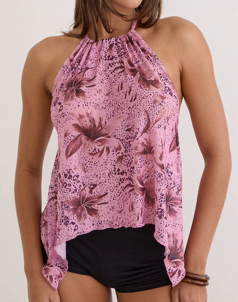 Orseha Top in Mesh Animal Lily Mauve