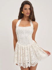 Lakeside Lace Halter Mini Dress
