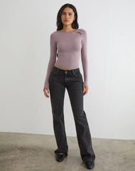 Kalais Long Sleeve Twisted Top in Dusty Mauve