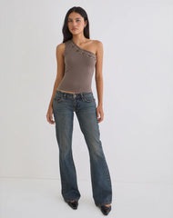 Chivago Cross Lace Up Top in Coffee Quartz