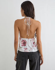 Yalova Halter Top in Femme Floral White