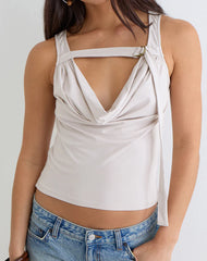 Sanida Top in Cannoli Cream with Buckle Strap
