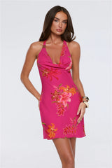 Soft Island Dreams Halter Mini Dress Pink