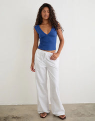 Emberly Plunge Top in Dazzling Blue