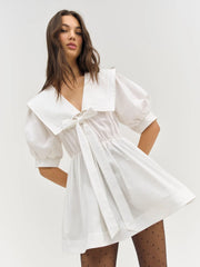 Helena Poplin Puff Sleeve Mini Dress